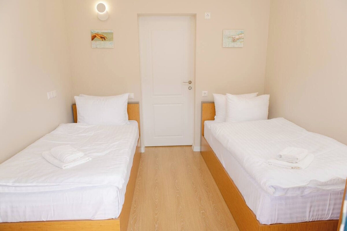 Twin Room, Balcony, Mountain View | Laptop workspace, soundproofing, WiFi (free), bed sheets