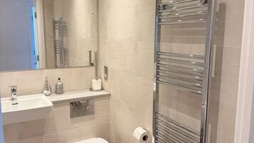 Hair dryer, towels, toilet paper