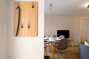 Dining - Holiday Apartment 'Meerblick' with Private Terrace, Garden & Wi-Fi (Bastorf)