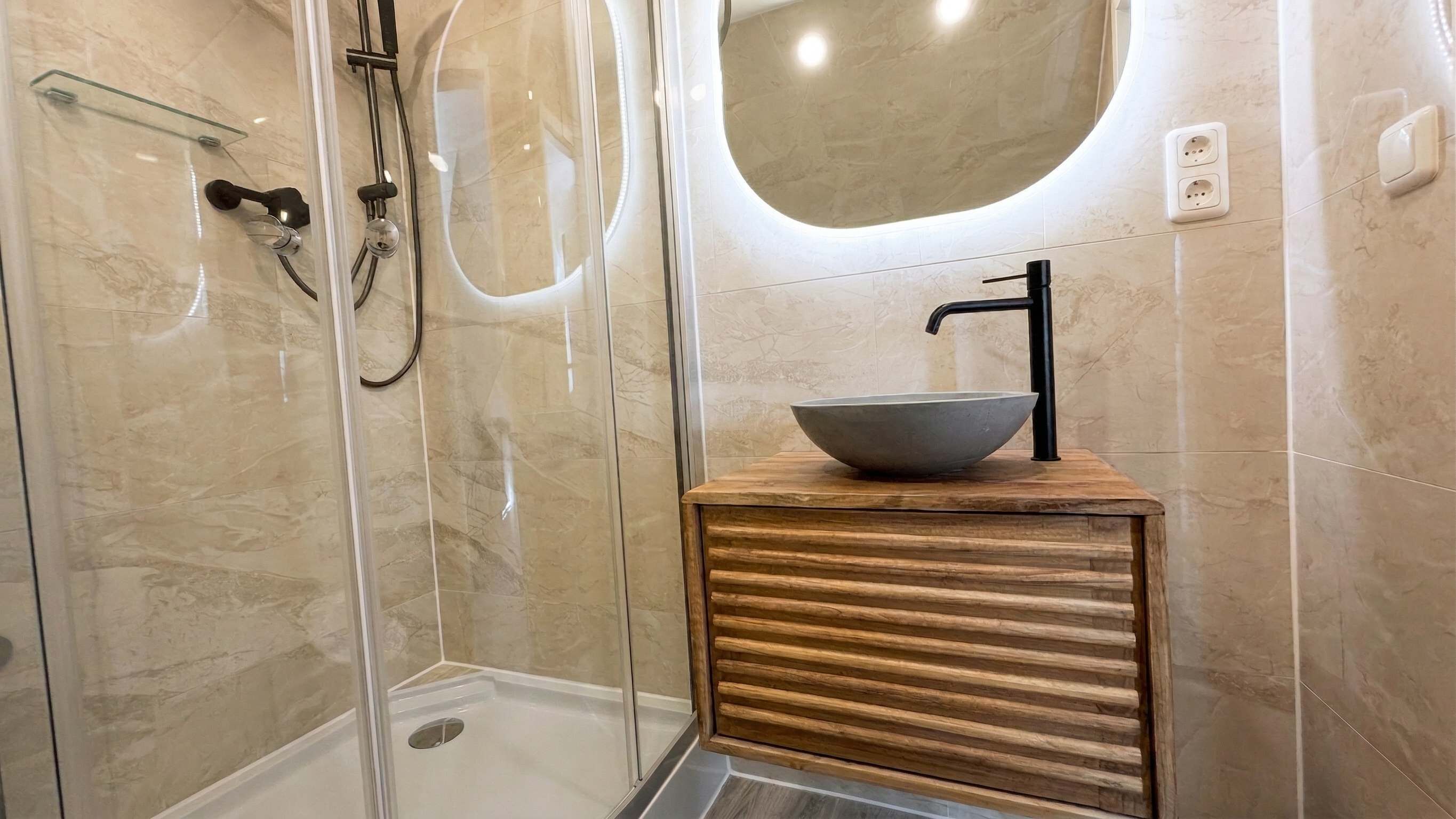 Shower, hair dryer