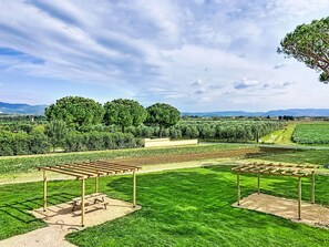 A vineyard with wooden pergolas and picnic tables. - Apartment I Pini by Interhome (Bibbona)