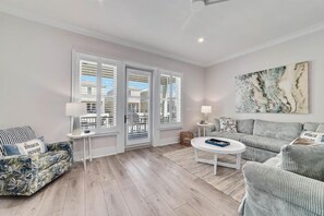 Living area - New! Beach & Lagoon! Overlooks Pool, 3 Minute Walk To Beach, Fishing Pier, 4BR (Gulf Shores)