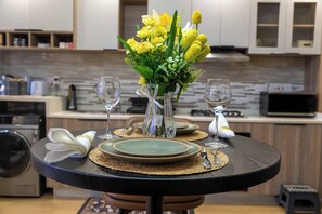 Apartment, 1 Bedroom, Accessible, Balcony | Dining room - Atelier Luxe Home, Charming Modern Styled 1bedroom in Kileleshwa (Nairobi)