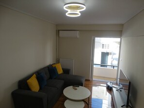 Apartment, 1 Bedroom, Balcony | Living room - Seizani Athens Stay-1,6 km From Panathenaic Stadium (Kaisariani)