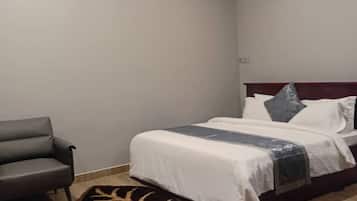 Desk, free WiFi, bed sheets