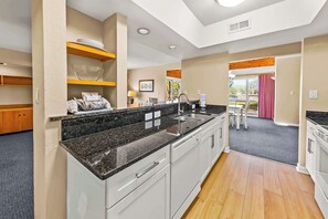 Fridge, microwave, oven, stovetop - Family-Friendly Townhome at Sand Castle Village- Pool, Lake & Fun! (New Bern)