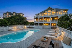A heated pool - Fitzgerald Estate | Sleeps 30 | Weddings & Retreats | Oceanfront OBX (Corolla)