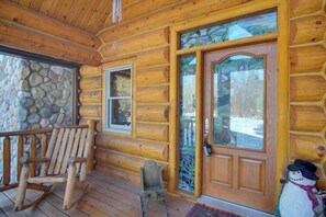 Exterior detail - Montana Built Log Cabin built just feet away from the North Branch of the AuSable River. Experience the 100 year old, untouched, cedar forest as well as the plentiful critters that reside there. (Grayling)