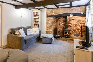TV, fireplace, books - Dog-Friendly 5-Bedroom Retreat with Hot Tub - Pass the Keys (Shrewsbury)