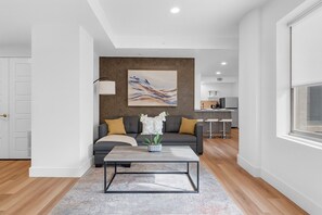 Comfort Apartment, Multiple Beds, Non Smoking, Pets Allowed | Living area | 65-inch Smart TV with digital channels, Netflix, Hulu - The Adams by Stylish Stays (Tulsa)