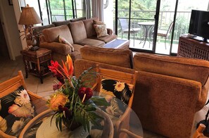 TV, books, stereo, offices - Top Floor Ocean View | Central AC | Walk to Beach (Kihei)