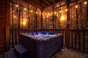 Outdoor spa tub - NEW! Cozy 2BR Cabin w/PT, Hot Tub, & Pool Access (Sevierville)