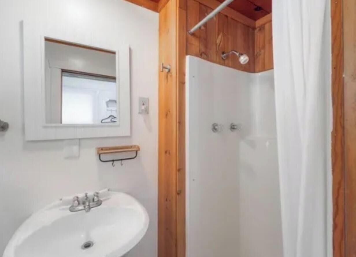 Shower, towels, soap, toilet paper