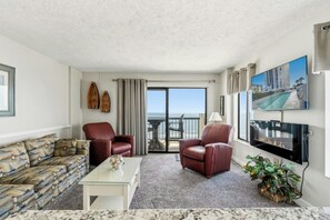 Smart TV, fireplace - Oceanfront Corner Unit-Crescent Towers I 804-Pool (North Myrtle Beach)