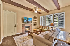 TV, fireplace, offices - The Villa Sunstone #A (La Quinta)