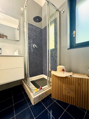 Regadera, secadora de cabello, bidet, toallas 