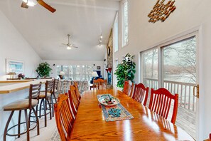 Dining - A Kerr Home - Waterfront home with private dock, lake views, kayaks, paddleboat, & pool table (Moneta)