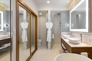 Shower, hair dryer, towels, soap - 2BD/2.5BA condo on the beach in beautiful San José del Cabo with AC and gym (San José del Cabo)