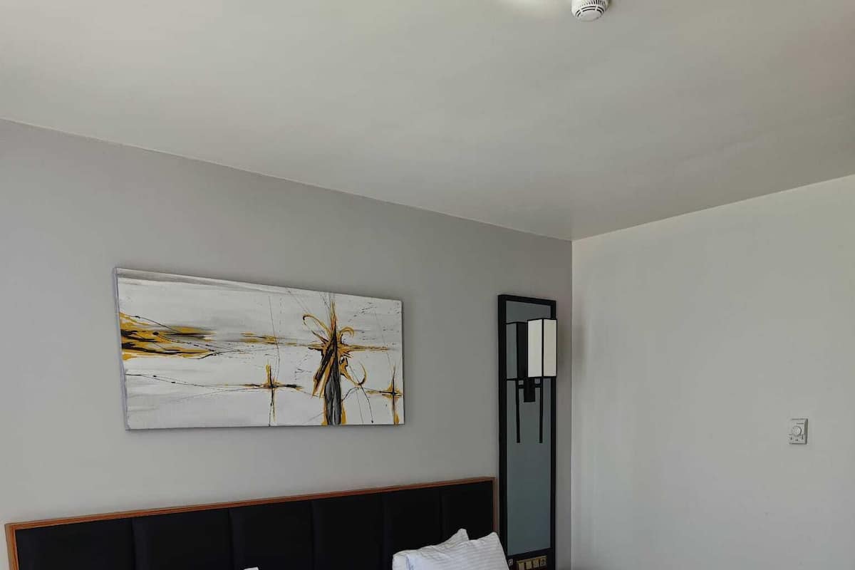 Chambre Confort avec lits jumeaux, vue sur la ville | Minibar, coffre-fort, bureau, systĂšme dâinsonorisation