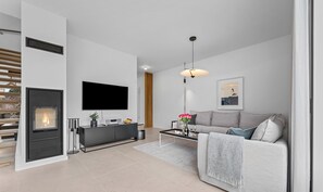 TV, fireplace - Premium vacation home Haus Deich in the dune park with terrace and sauna (List auf Sylt)