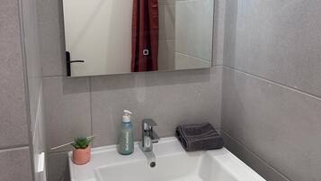 Douche, séchoir à cheveux, savon, papier de toilette