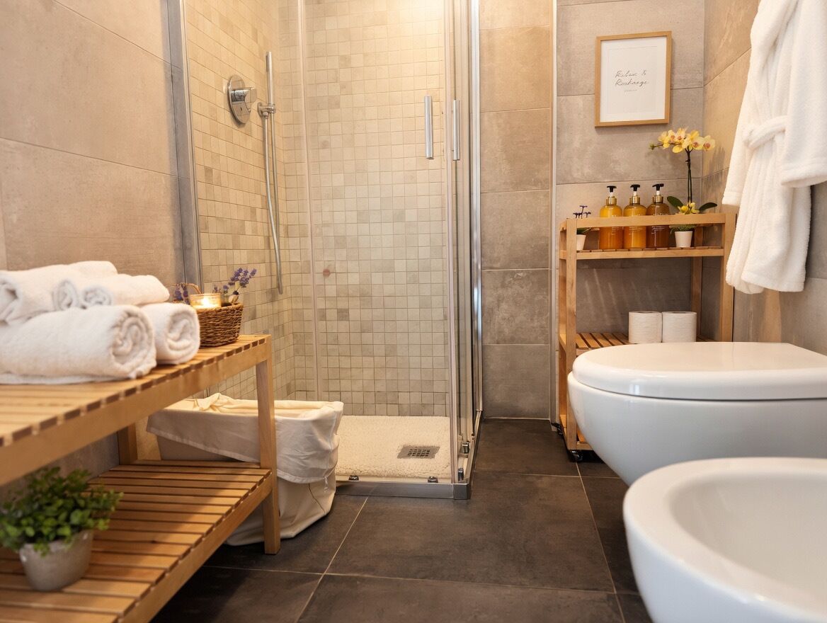 Loftsleilighet – deluxe, bakgårdsutsikt | Bad | Dusj, toalettartikler (inkludert), hårføner og håndklær