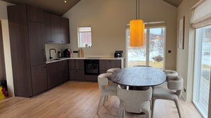 Private kitchen - Modern Cabin with Hot Tub & Mountain views (Borgarbyggð)
