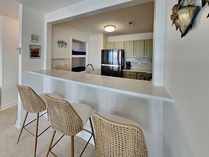 Fridge, microwave, oven, stovetop - The Riggings #E1 |  Pool + Beach Access (Kure Beach)