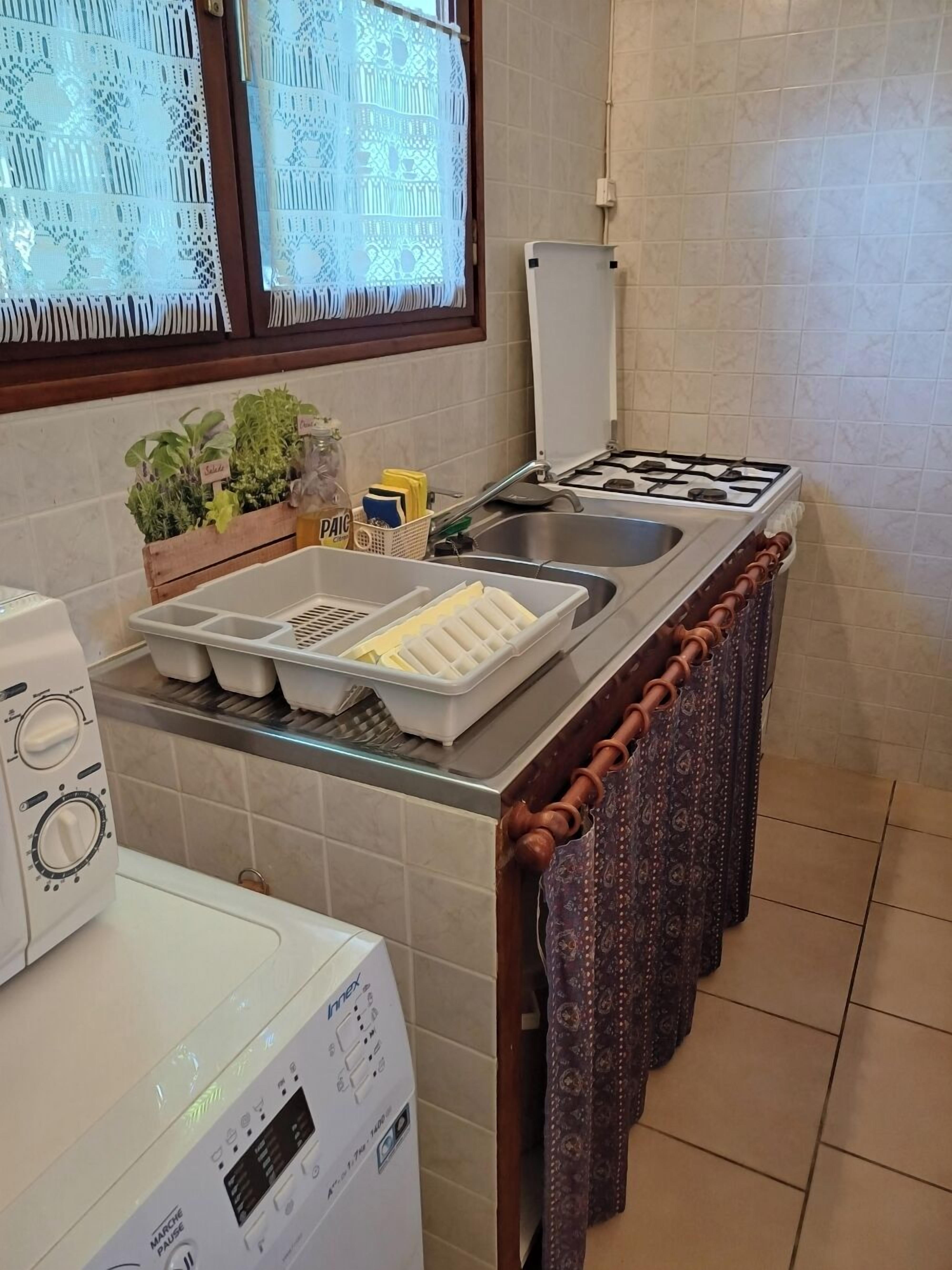 Fridge, microwave, oven, electric kettle