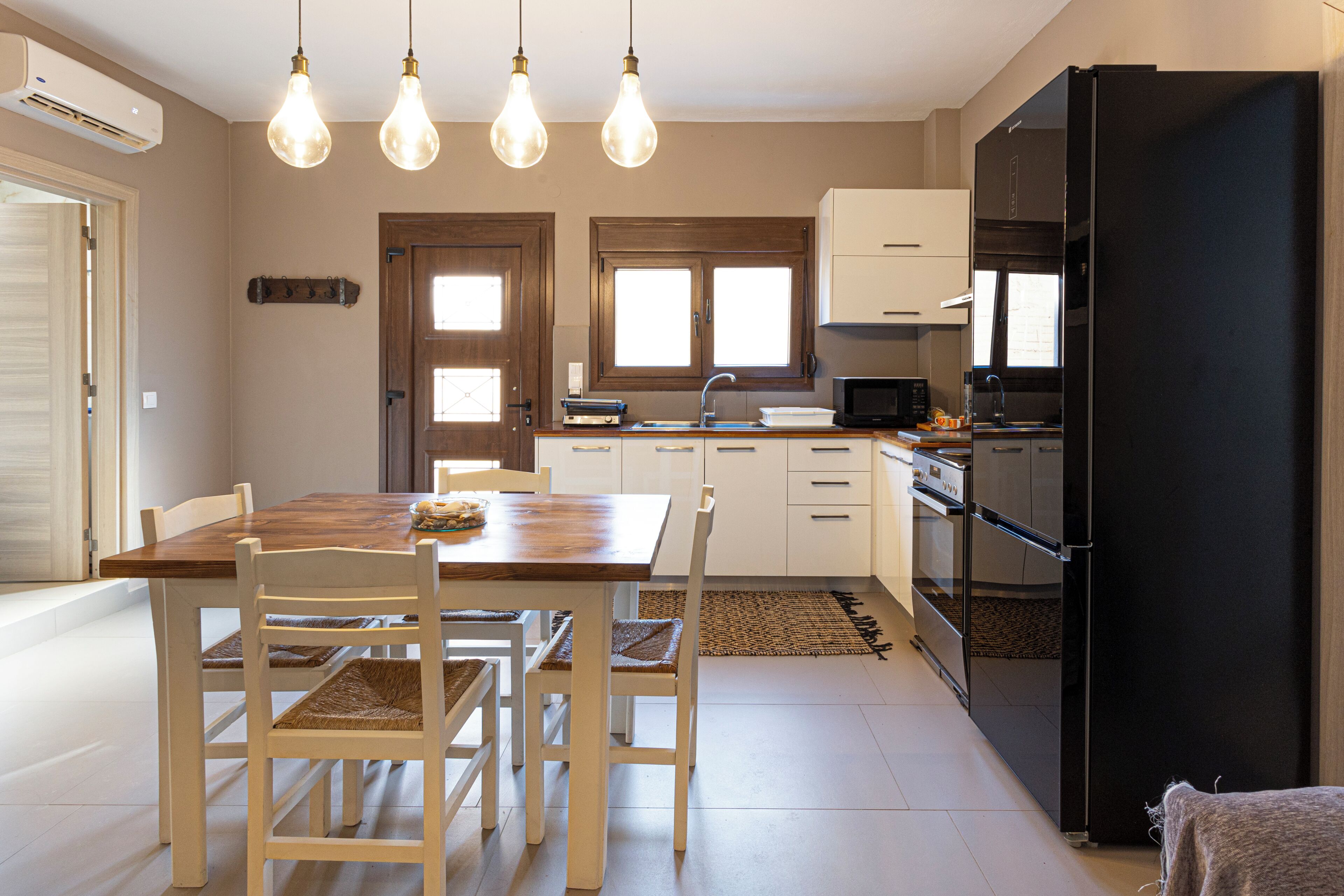 Fridge, microwave, oven, electric kettle