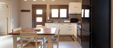 Fridge, microwave, oven, electric kettle