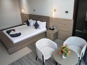 Suite, Balcony, City View | Desk, laptop workspace, free WiFi