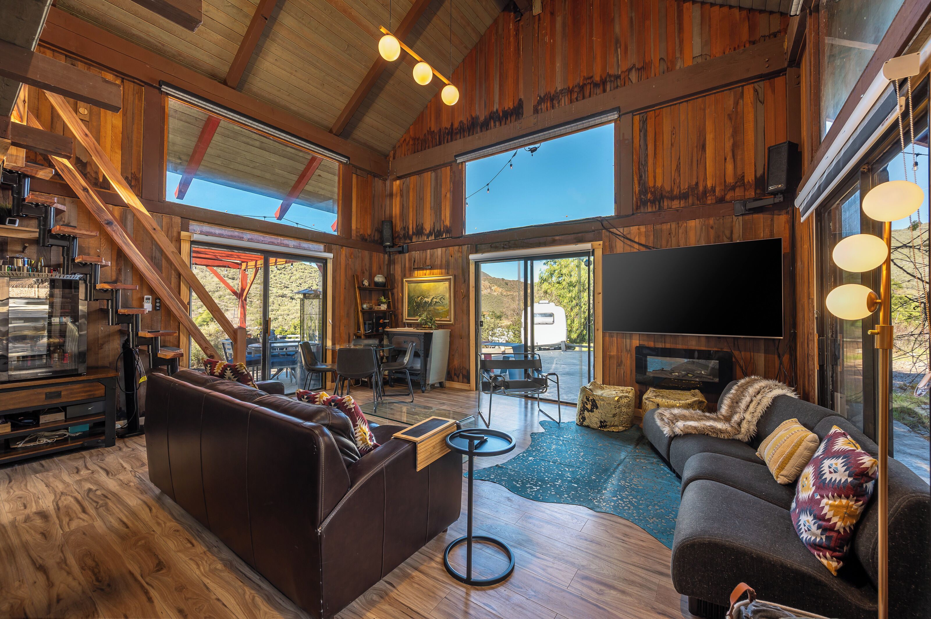 Smart TV, fireplace, video games, books
