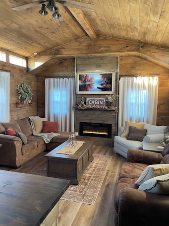 Smart TV, fireplace. Zeus's Retreat Cabin at Rend Lake