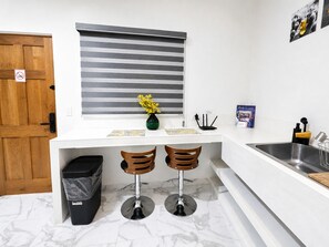 Private kitchen - CABO DOWNTOWN STUDIOS: 1BR Queen studio blocks from downtown close to marina #8 (Cabo San Lucas)