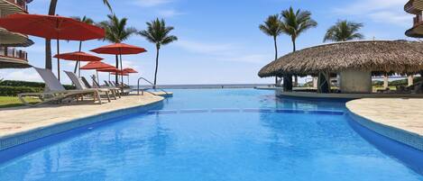 3 outdoor pools, sun loungers, lifeguards on site