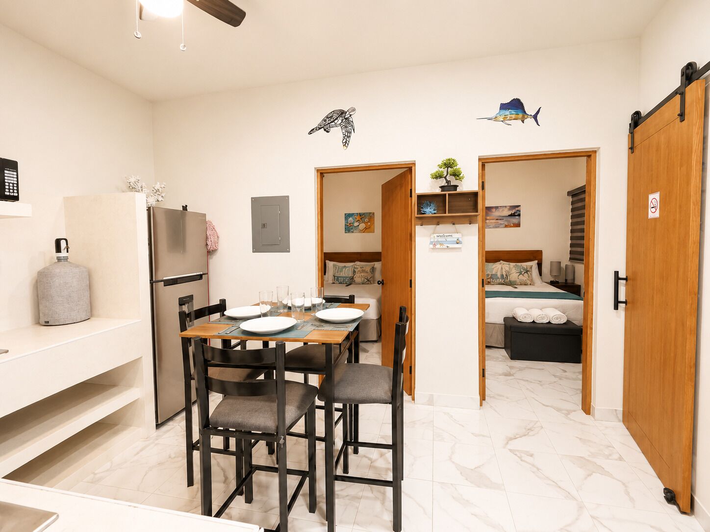 2 bedrooms, iron/ironing board, WiFi, bed sheets