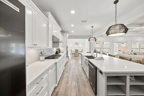 Fridge, microwave, oven, stovetop - Sunnyside Escape | Pool • Golf Cart • Near 30A (Panama City Beach)