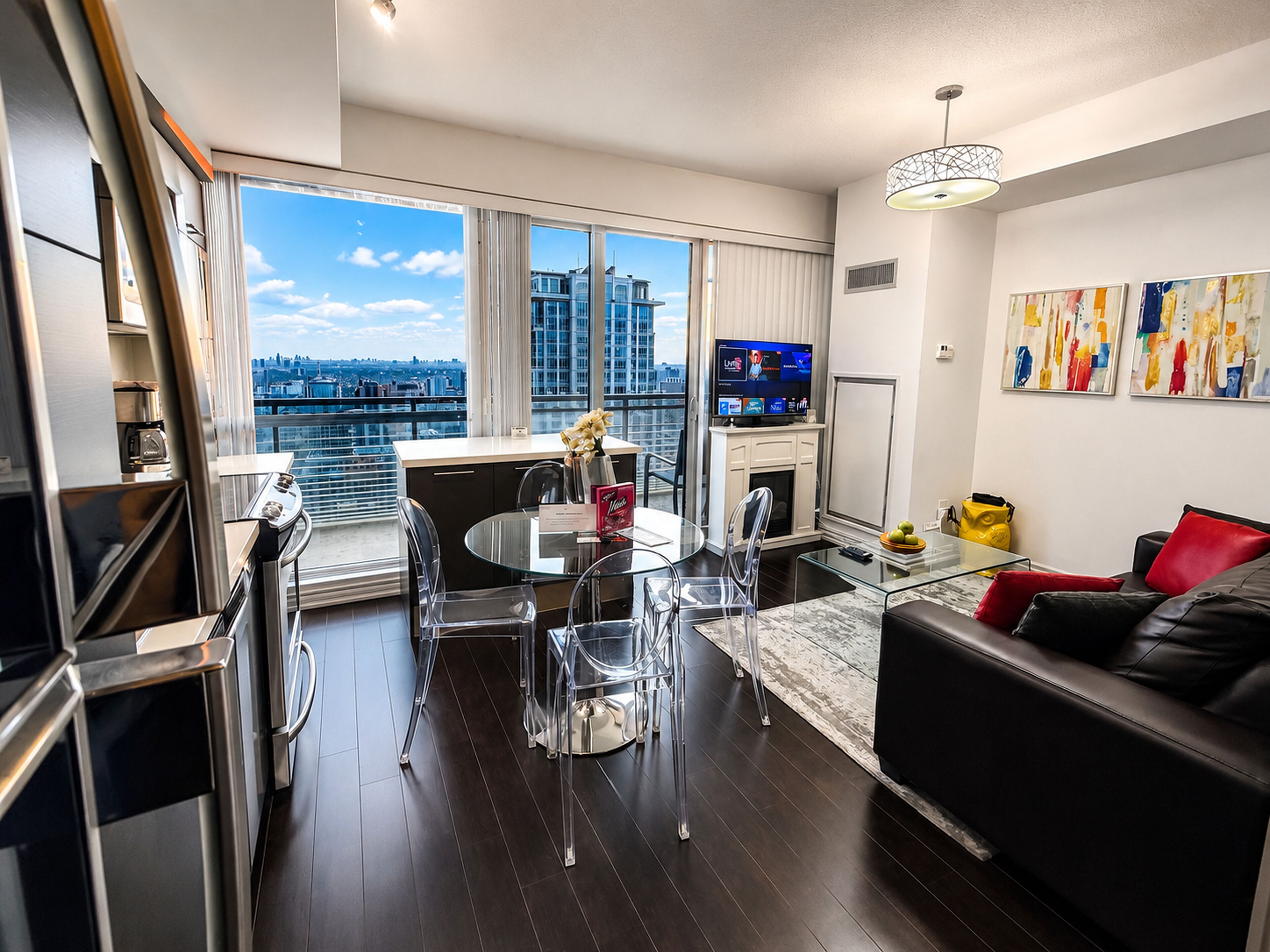 Comfort Condo, 1 Queen Bed with Sofa bed, Kitchen, City View | Living area | 42-inch LED TV with digital channels, fireplace, streaming services