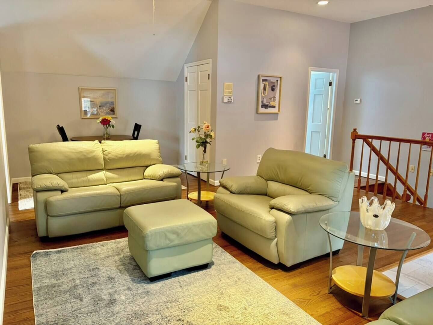 Relax is the bright & airy living room while enjoying your favorite movie.