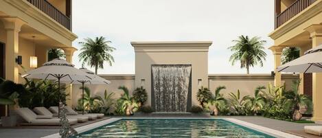 Una piscina al aire libre