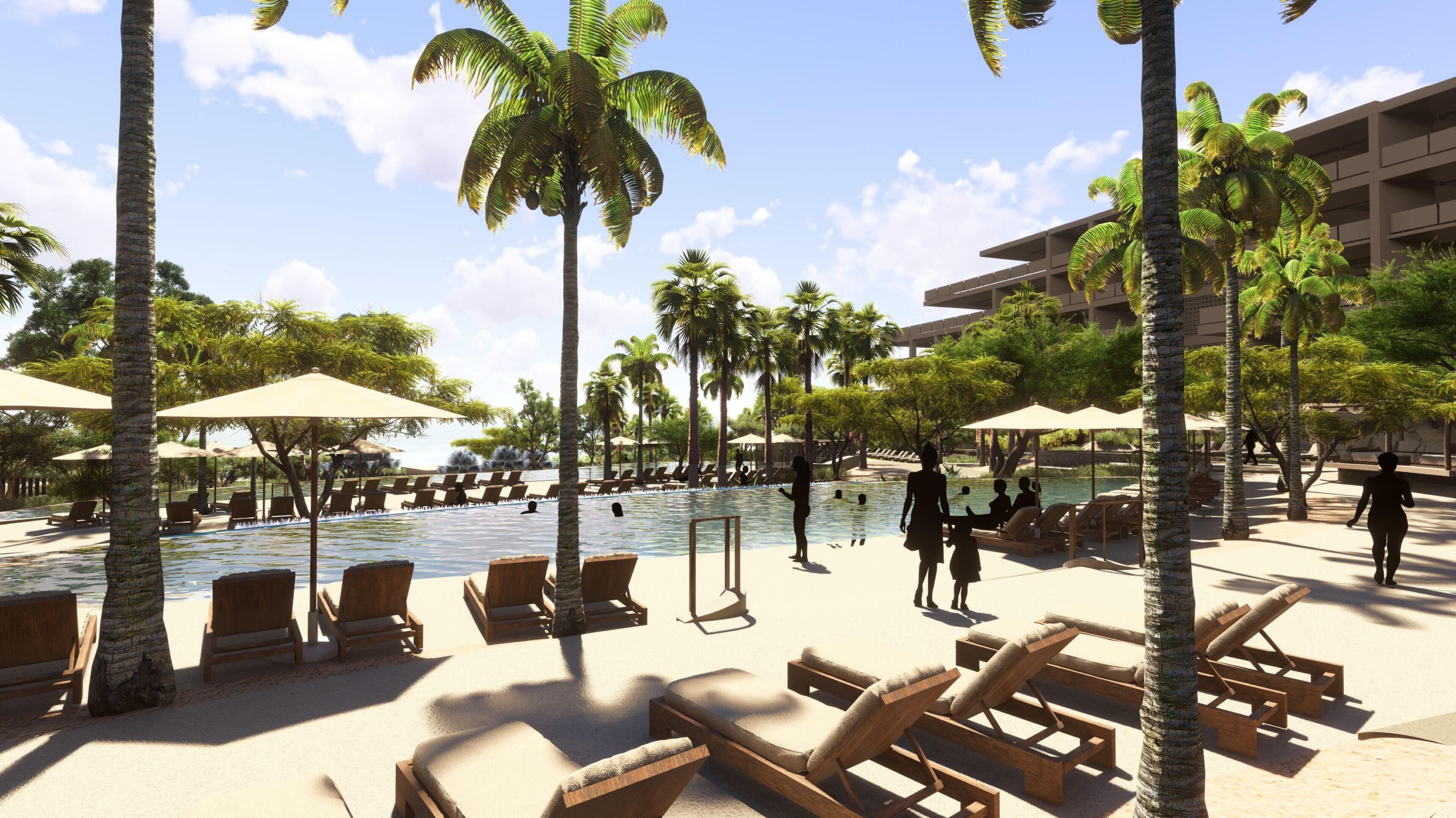 6 outdoor pools, sun loungers