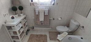 Hair dryer, towels, soap, shampoo - Vacation apartment Igel 🦔 in a quiet location,  beautiful views near Eberbach (Hirschhorn (Neckar))