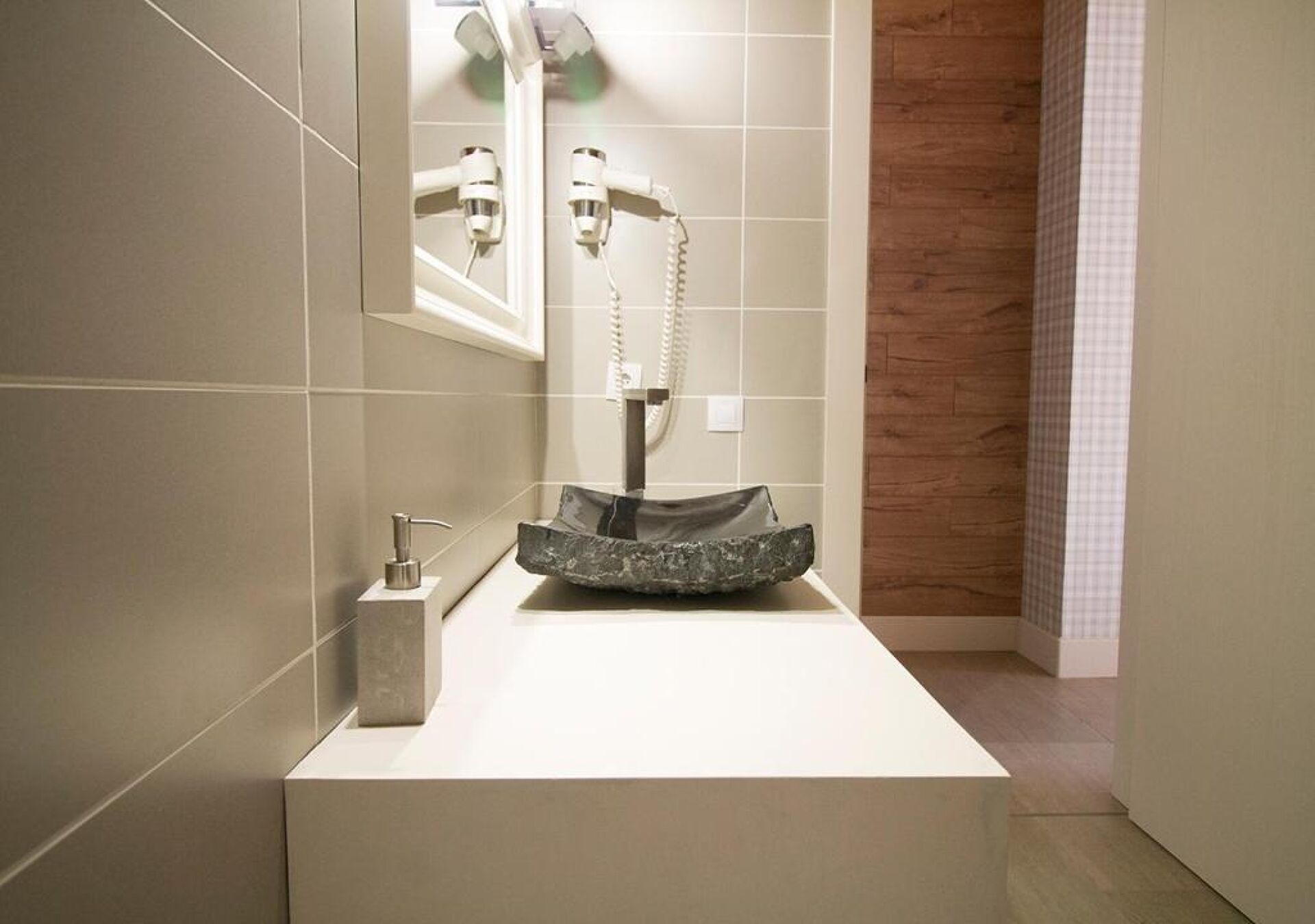 Hair dryer, towels