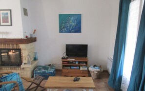 Smart TV, fireplace, books - The upturn (Tourneville-sur-Mer)