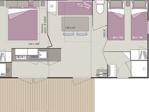 Floor plan - Mobil home, pets allowed - 2 guests (Saint-Florent)