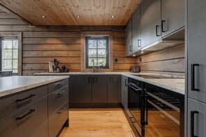 Fridge, oven, stovetop, dishwasher - Fjäll Lodge - Modern log cabin with sauna, fireplace and 4 bedrooms (Idre)