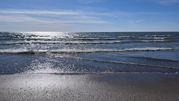 Beach nearby, sun loungers