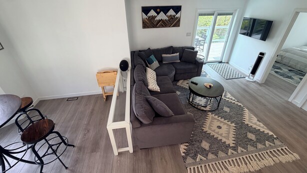 Living area - Lovely 2 bed 1 bath home on  Creek in mountains w/deck, hot tub 2 King & 1 Queen (Silver Plume)