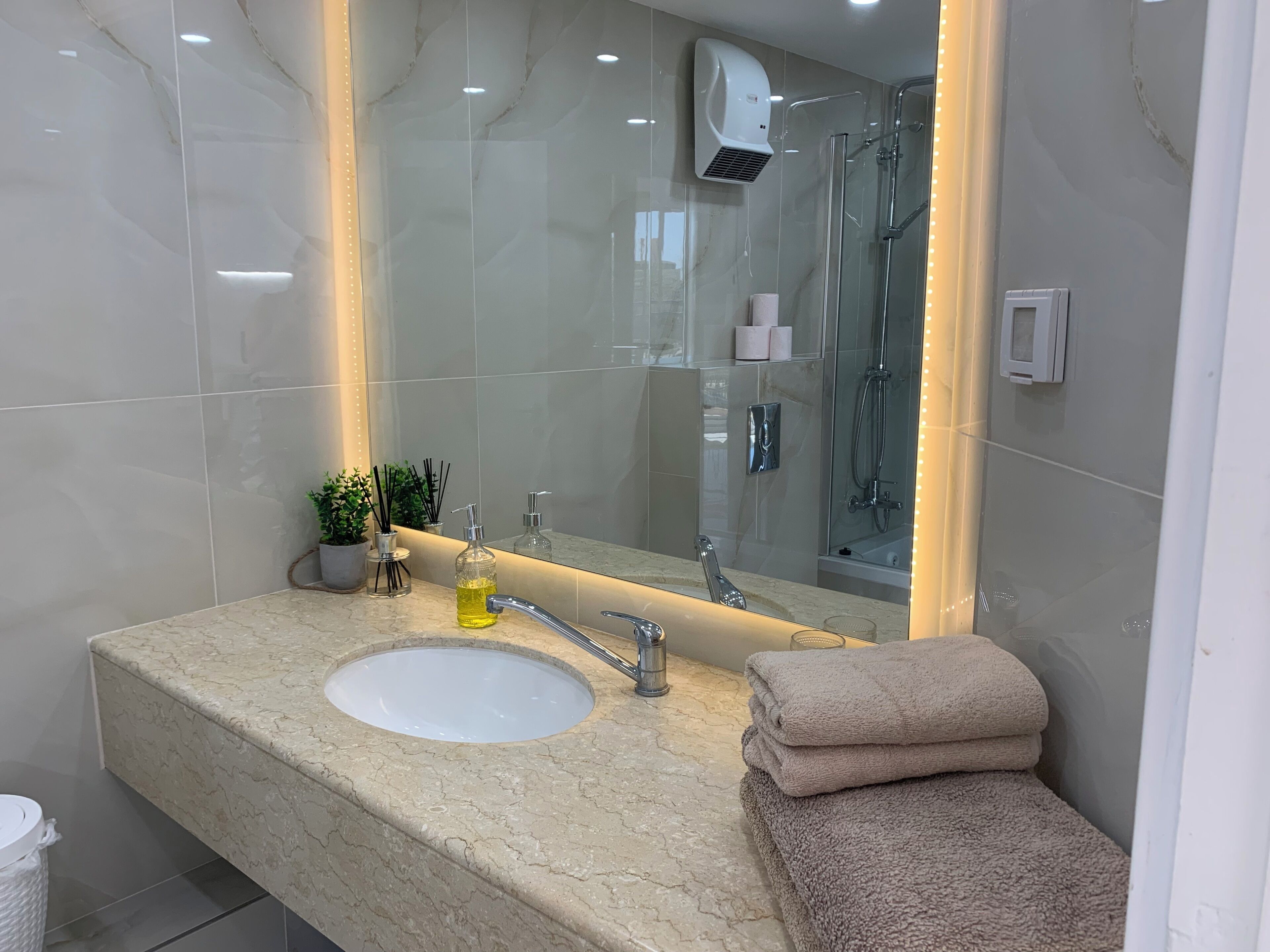 Towels, soap, toilet paper